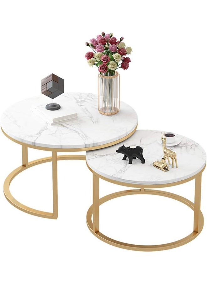 YJX - Side table End Nested Coffee Tables, Set of 2, 60/45 - Image 1