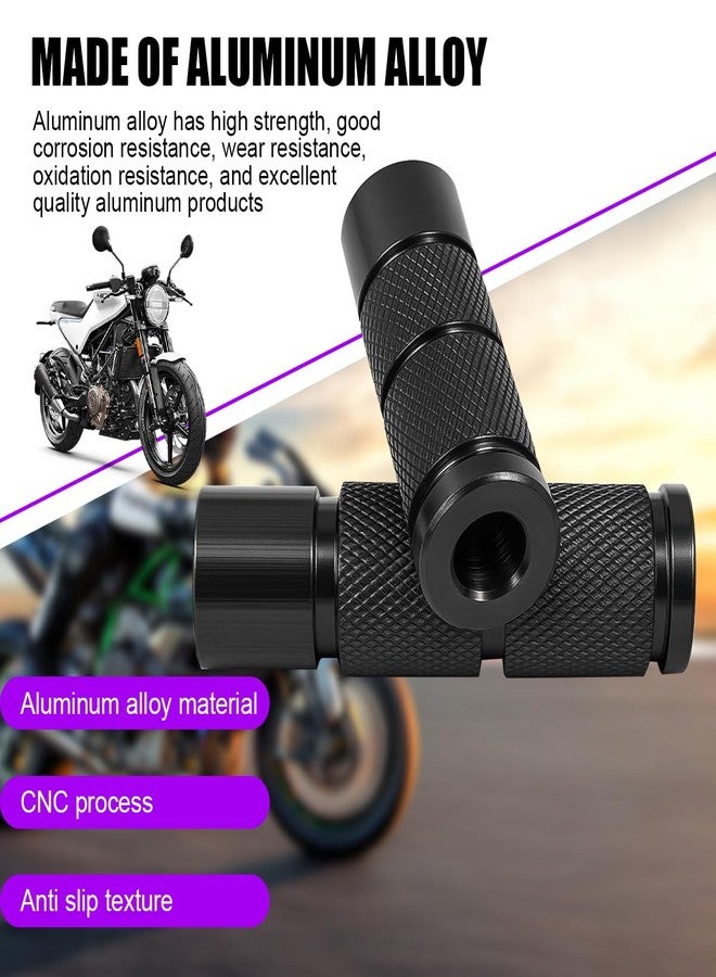 Sandfren 2PCS Motorcycle Foot Pegs, Aluminum M8 CNC Motorbikes Passenger Pedals Footrests, Motorbicycle Rearsets Footpeg Accessories, Universal for 8mm Install Hole Bicycle Dirt Bike (Black) - Image 3
