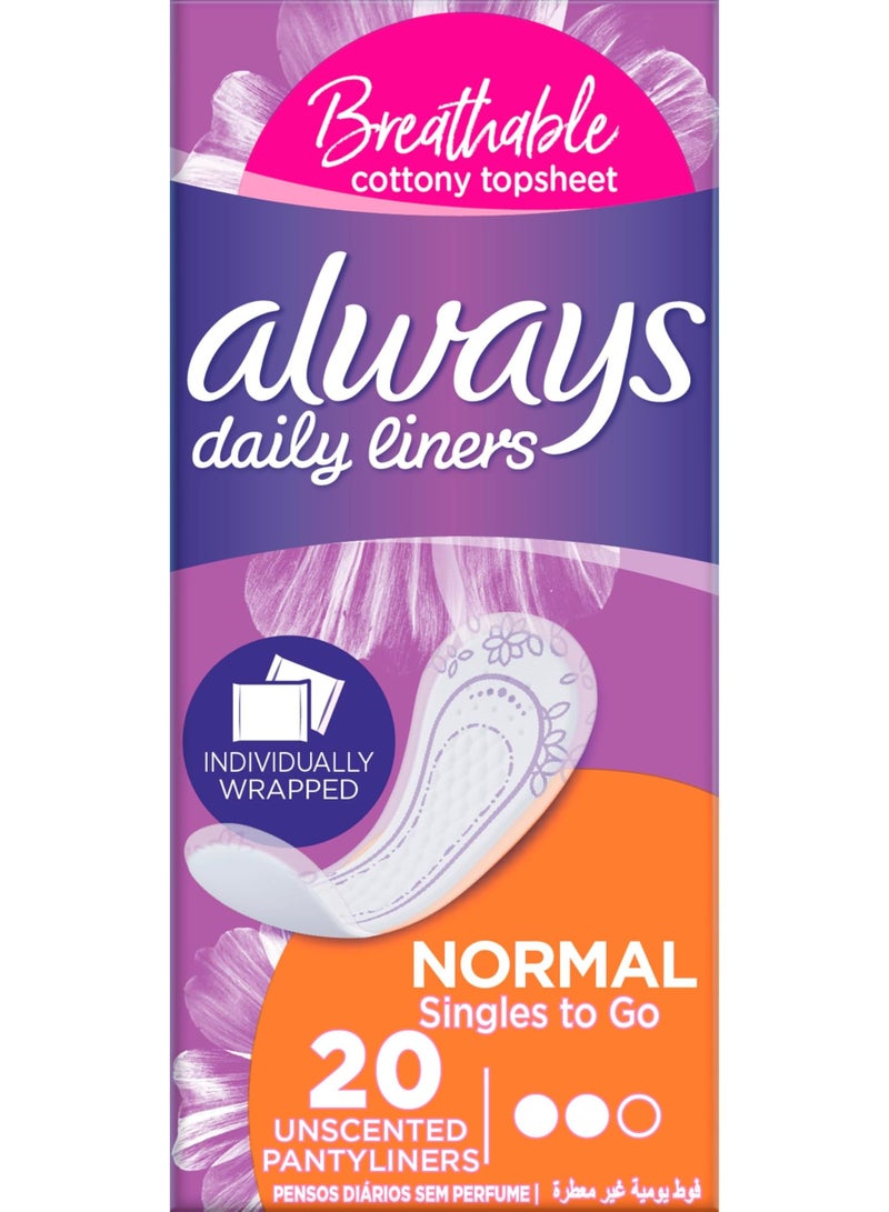 Always 20 Count Daily Liners Comfort Protect Individually Wrapped