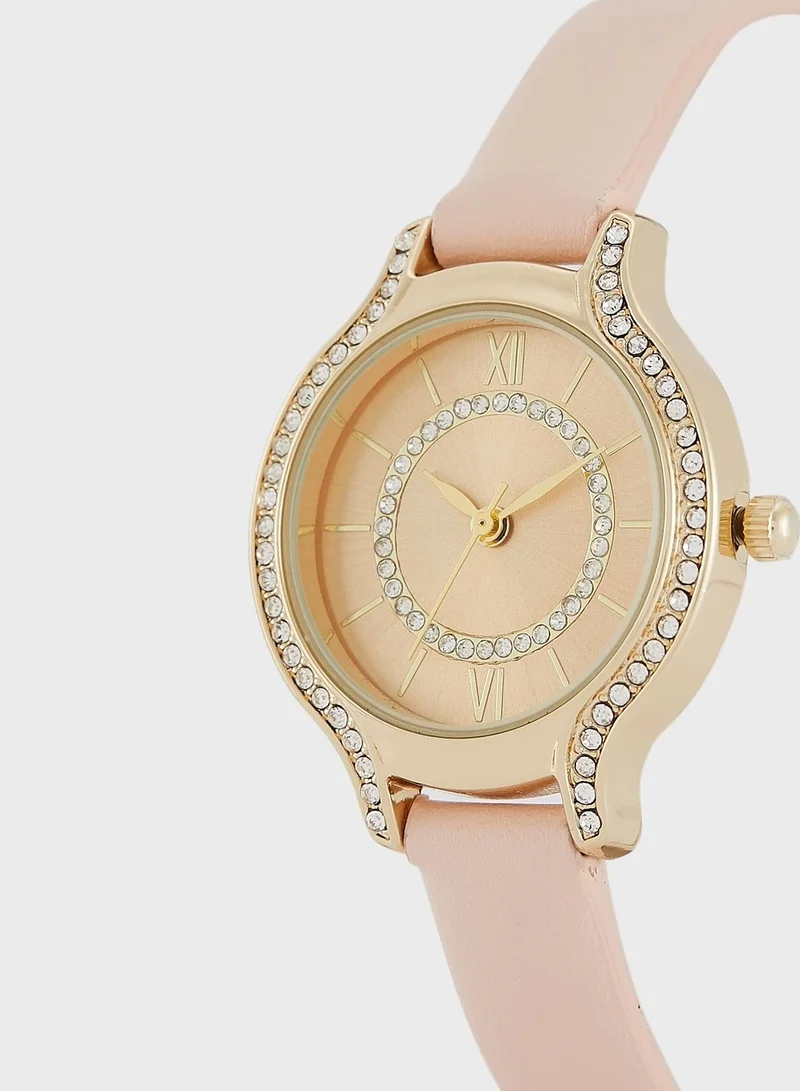 ELLA Stone Set Slim Strap Watch