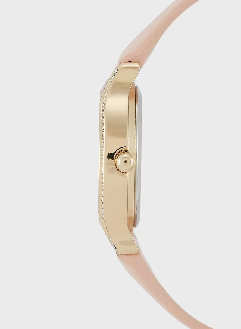 ELLA Stone Set Slim Strap Watch