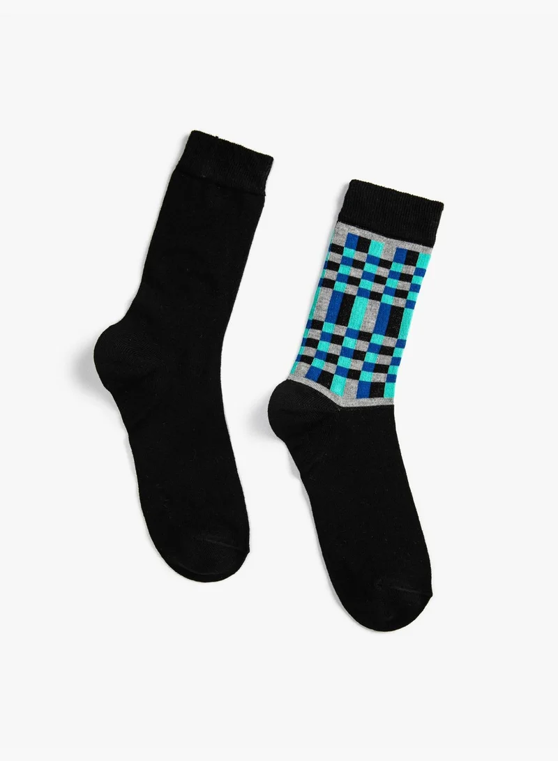 KOTON Basic 2-Pack Socks Set Geometric Patterned