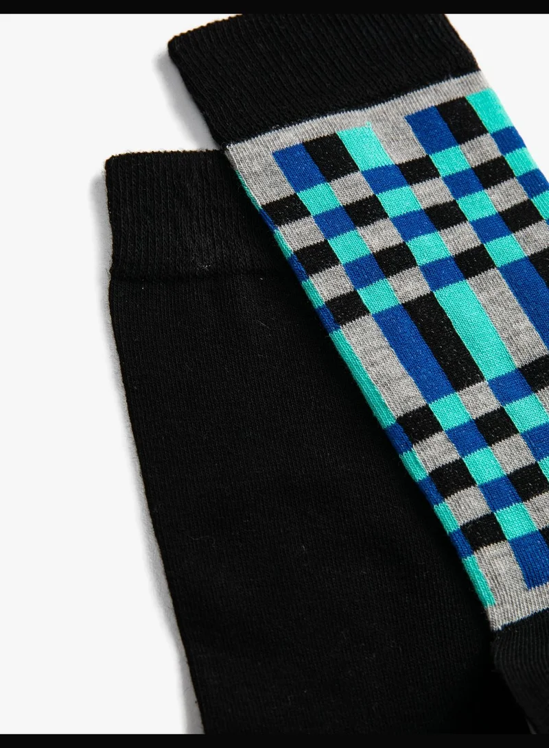 KOTON Basic 2-Pack Socks Set Geometric Patterned