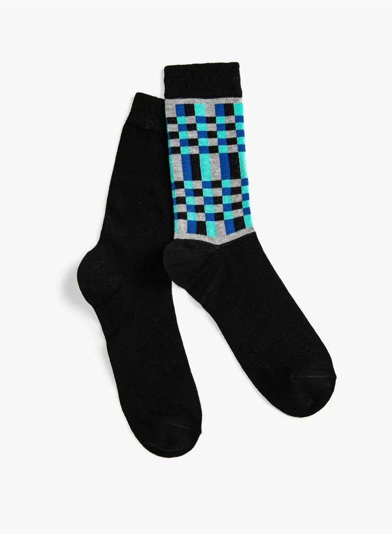 KOTON Basic 2-Pack Socks Set Geometric Patterned