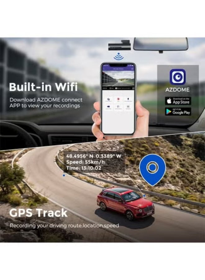 كاميرا سيارة M300S 4K+1080P مع كاميرا خلفية وGPS وWiFi ورؤية ليلية (مع 64GB مجاناً) - Image 3