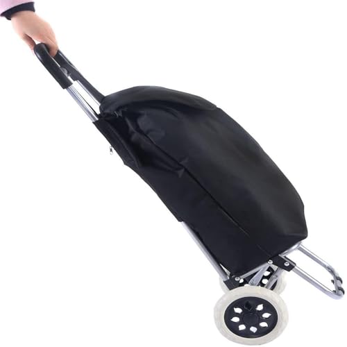 Inditradition Aluminum Shopping Trolley Bag with Wheels and in-Built Sitting Stool | 90x45x33.5 cm (30 Liter Bag) - Black - Image 5