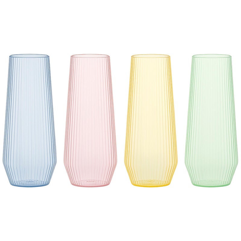 Oojami 48 Pack Ribbed Ripple Stemless Toasting Glasses, Origami Durable 9 Oz BPA-Free Disposable Plastic Champagne Flutes for Weddings, Bars, Events, and Celebrations (48, Ribbed Color Collection) - Image 1