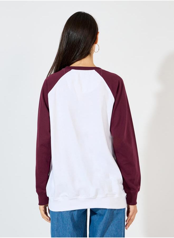 Styli - Oversized Longline Slogan Print Sweatshirt - Image 1