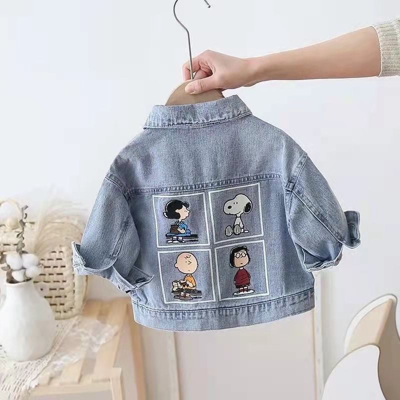2026 New Korean Style Denim Jacket For Boys And Girls, , Cartoon Casual Loose Top For Toddlers, Trendy - Image 1
