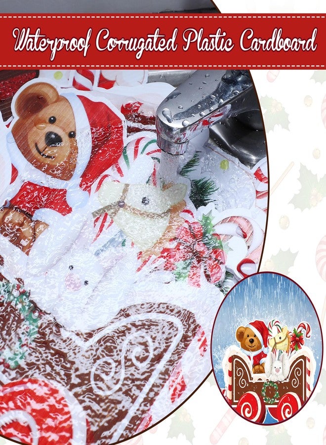 Marsui 4 Pieces Christmas Train Outdoor Lawn Sign Decorations Gingerbread Xmas Tree Yard Sign with 8 Stakes Holiday Outside Yard Stakes Bells Lawn Decor Signs for Home Patio Yard Lawn Decoration - Image 4