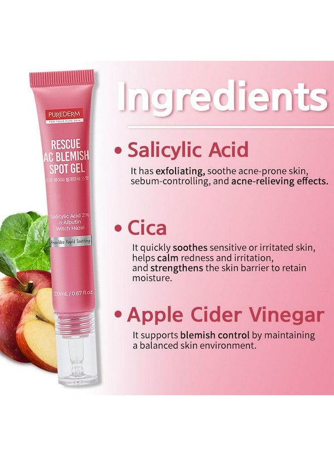 بيور ديرم جل علاج البقع من بيورديرم مع حمض الساليسيليك 2%، عناية مهدئة لحب الشباب للبشرة المتهيجة، للاستخدام ليلاً ونهاراً، 20 مل - Image 2