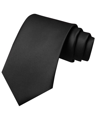 JEMYGINS Black Tie Silk Necktie for Men Business and Wedding - Image 1