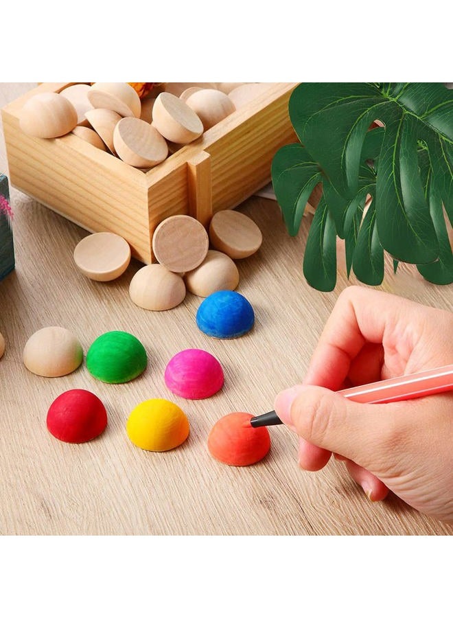 hesmartly 100pcs Half Wood Balls Unfinished Natural Half Ball Split Wood Balls for DIY Projects, Kids Arts and Craft Supplies (15mm) - Image 3
