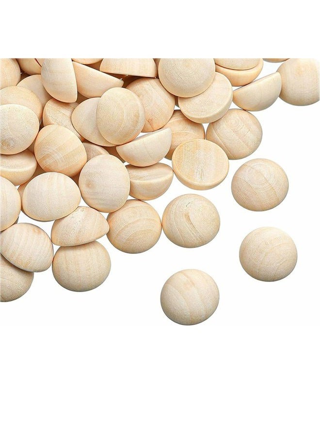hesmartly 100pcs Half Wood Balls Unfinished Natural Half Ball Split Wood Balls for DIY Projects, Kids Arts and Craft Supplies (15mm) - Image 1