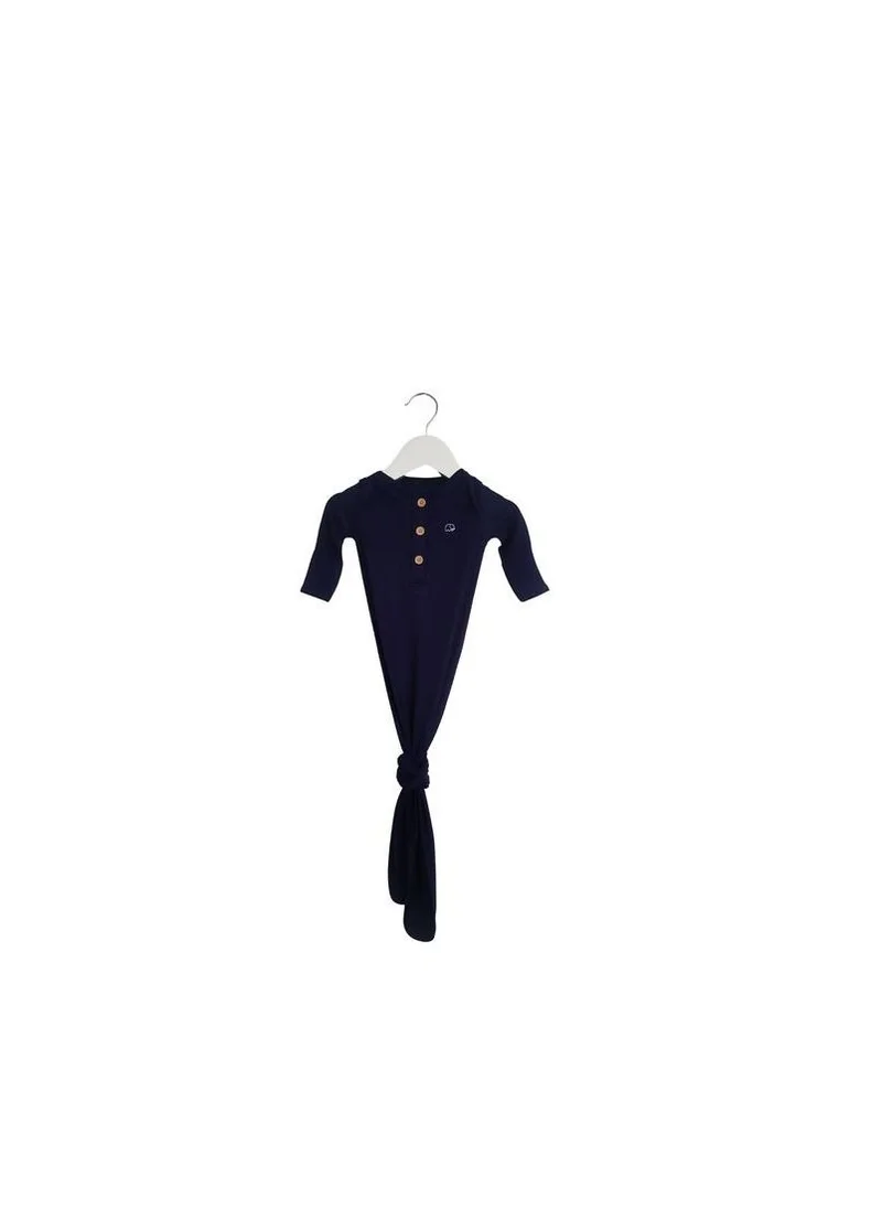 Anvi Baby Organic Bamboo Knotted Gown and Beanie Set  Midnight Navy  - 3-6 months