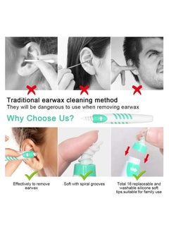RATSAW Ear Wax Remover Ear Wax Removal Tool with 16 pcs Soft Silicone Washable Tips Spiral Ear Cleaner Earwax Removal Cleaning Kit for Adults Kids  - Image 2