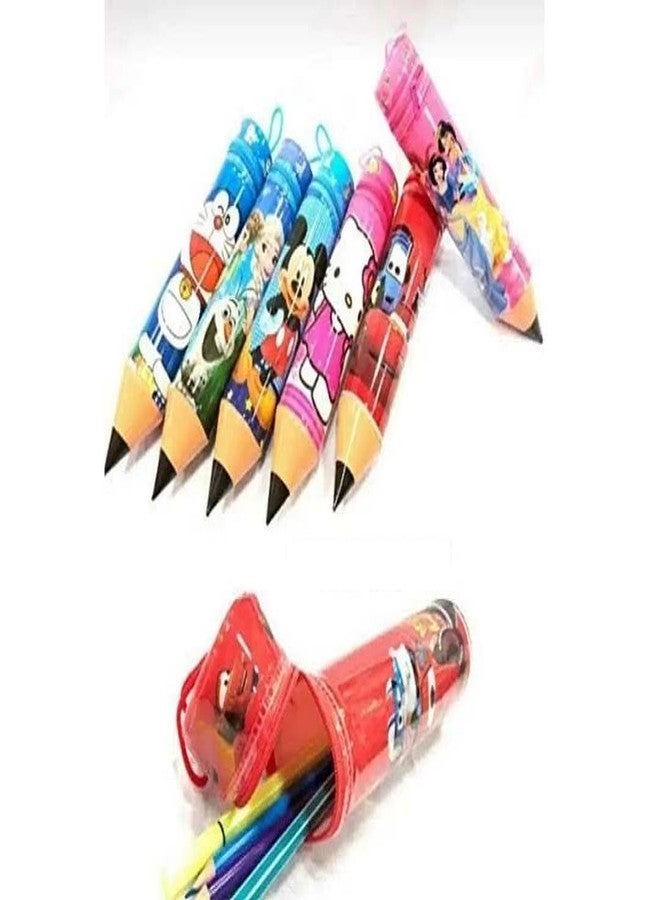 Royals Pack of 6 Pencil-Shaped Pouches - Assorted Stationery Organizer for Kids, School Supplies, Birthday Return Gifts & Party Favors - Fun Pencil Cases for Boys & Girls - 6 Pieces (Random Colour) - Image 2