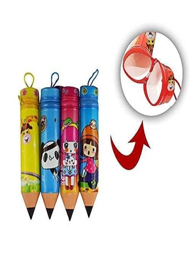 Royals Pack of 6 Pencil-Shaped Pouches - Assorted Stationery Organizer for Kids, School Supplies, Birthday Return Gifts & Party Favors - Fun Pencil Cases for Boys & Girls - 6 Pieces (Random Colour) - Image 3