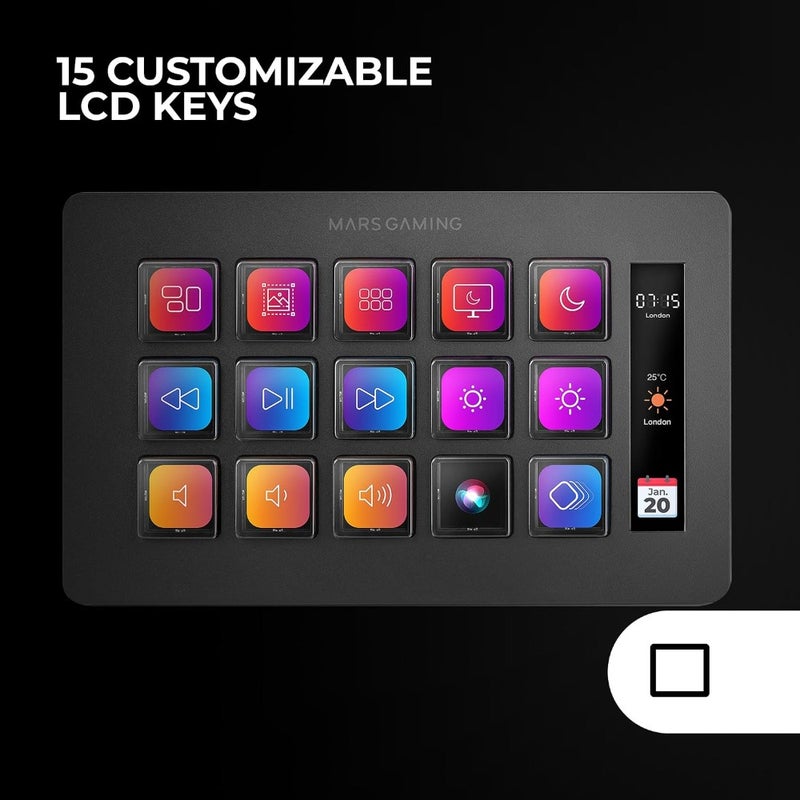MSD-PRO Control Deck 10 LCD Keys and 4 Customizable Buttons Animated Extended Touch Screen Adjustable Base Includes Control Software USB Hub with 2x USB 3.0 + 1x USB-C White - Image 3