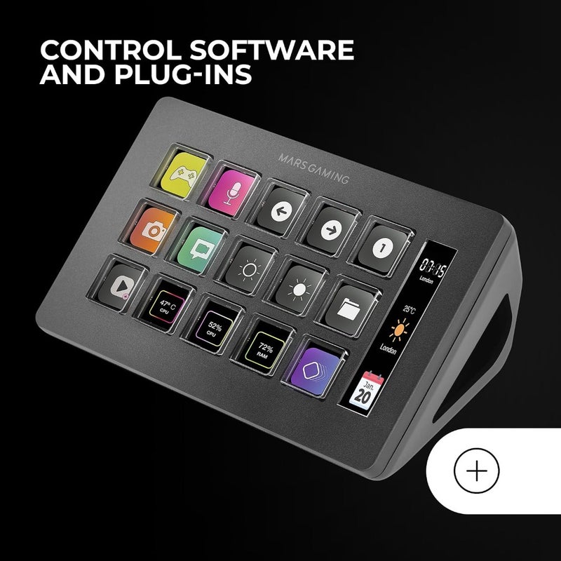 MSD-PRO Control Deck 10 LCD Keys and 4 Customizable Buttons Animated Extended Touch Screen Adjustable Base Includes Control Software USB Hub with 2x USB 3.0 + 1x USB-C White - Image 5