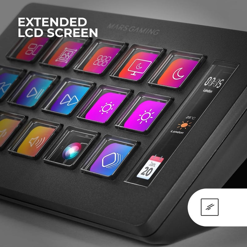 MSD-PRO Control Deck 10 LCD Keys and 4 Customizable Buttons Animated Extended Touch Screen Adjustable Base Includes Control Software USB Hub with 2x USB 3.0 + 1x USB-C White - Image 4