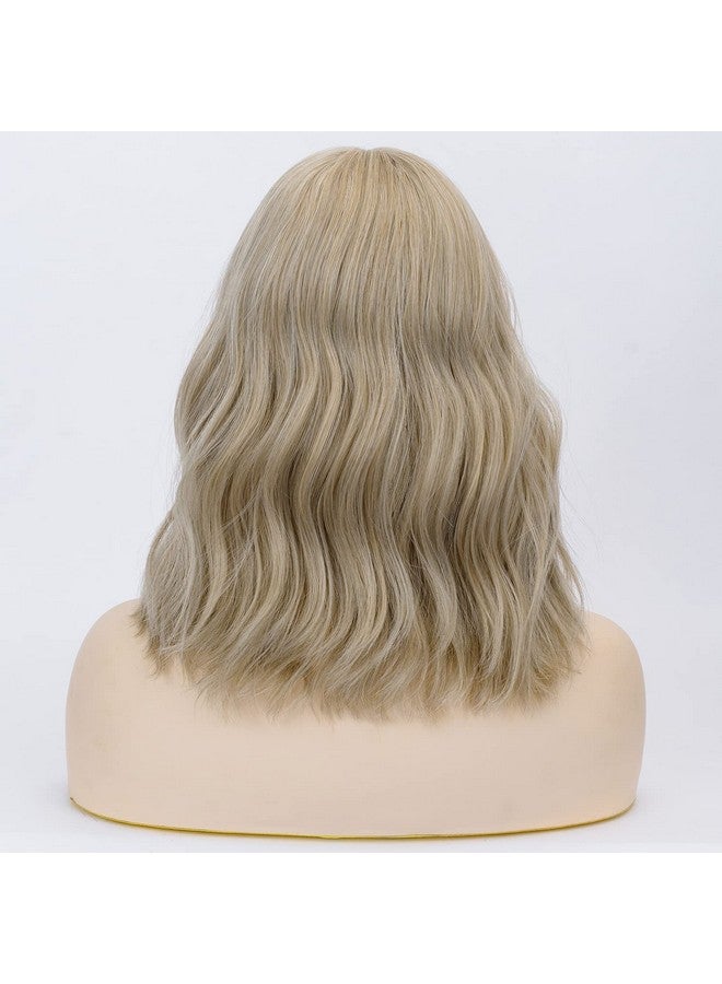 TSNOMORE Mix Blonde Wig with Bangs Shoulder-length Wig for Women Halloween Costume Praty Cosplay Wig (Color-5) - Image 3