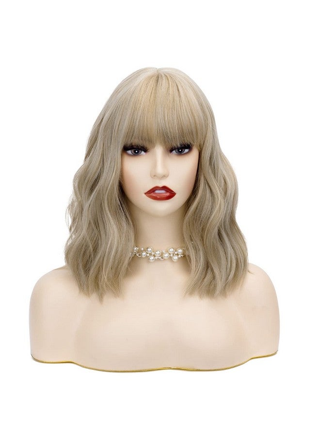 TSNOMORE Mix Blonde Wig with Bangs Shoulder-length Wig for Women Halloween Costume Praty Cosplay Wig (Color-5) - Image 1