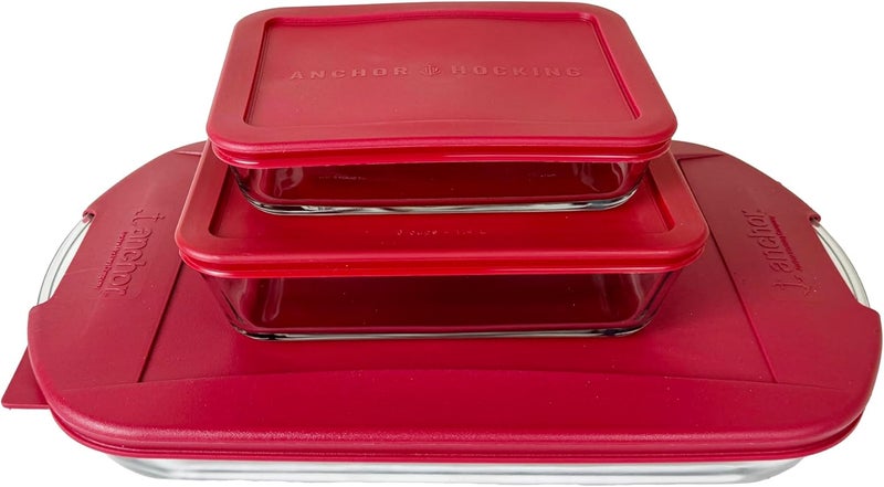 Anchor Hocking مجموعة الخبز الأساسية من أنكر هوكينغ 6 قطع مع أغطية - Image 2