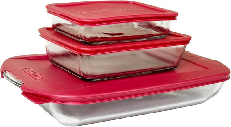 Anchor Hocking مجموعة الخبز الأساسية من أنكر هوكينغ 6 قطع مع أغطية - Image 1