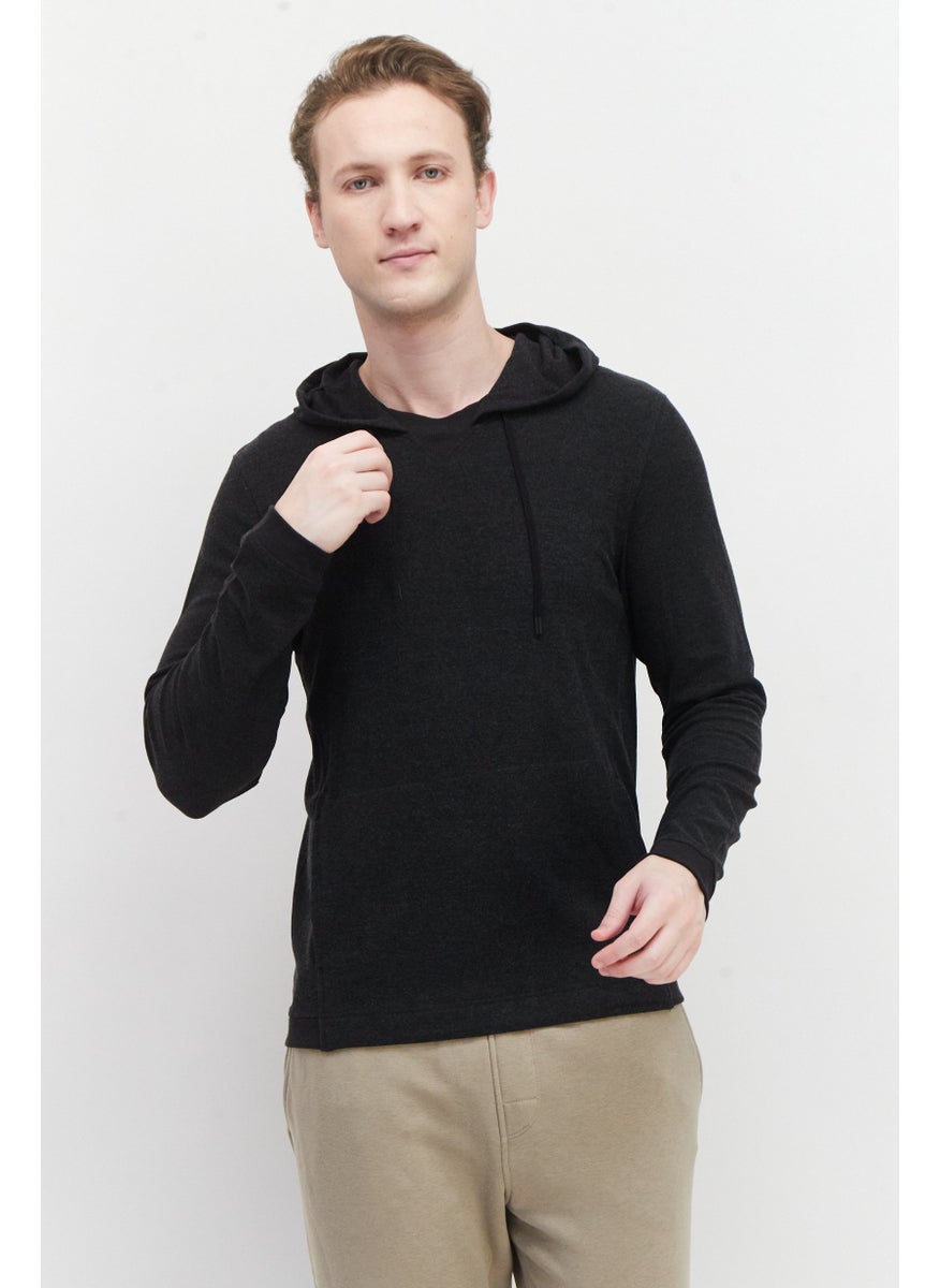 Kenneth Cole Men Hooded Long Sleeve Plain Sweatshirt, Charcoal  - Image 1