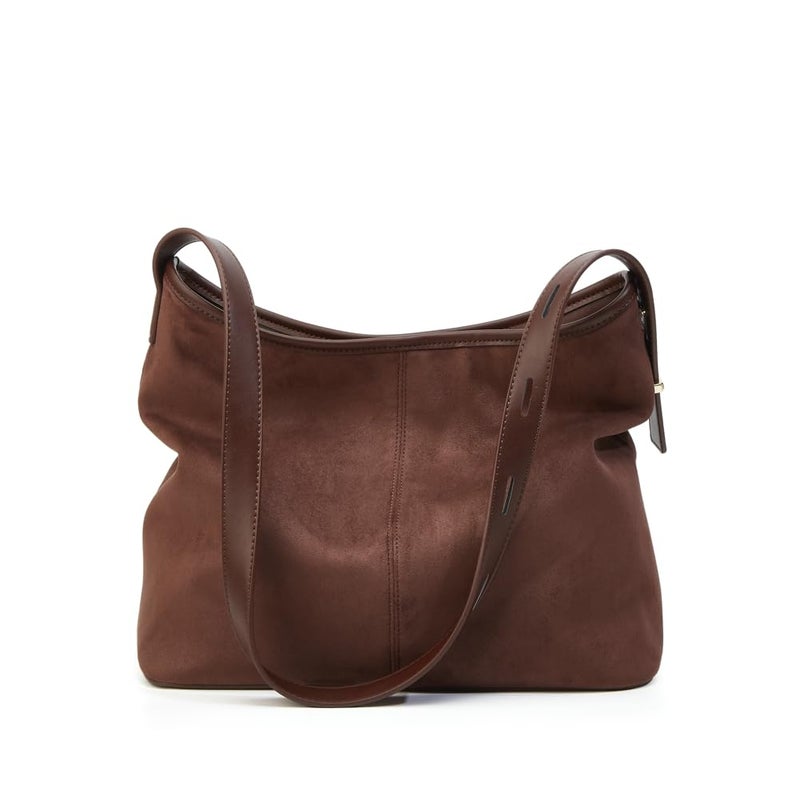 Caistre Tote Bag for Women Suede Classic Top-handle Shoulder Bags Slouchy Hobo Crossbody Bag Retro College Work Purse Handbag - Image 5