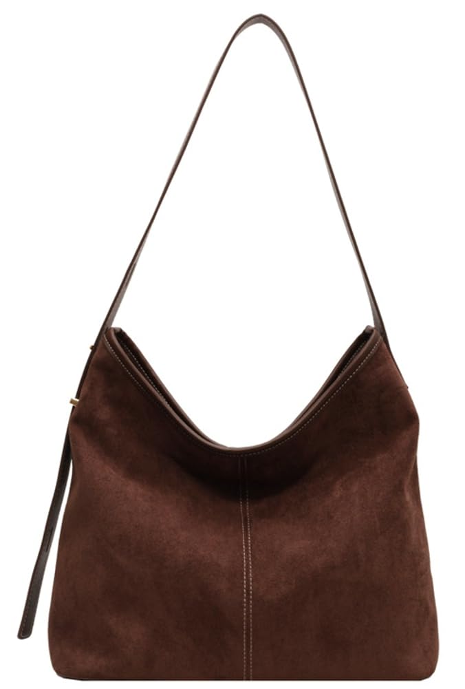 Caistre Tote Bag for Women Suede Classic Top-handle Shoulder Bags Slouchy Hobo Crossbody Bag Retro College Work Purse Handbag - Image 1