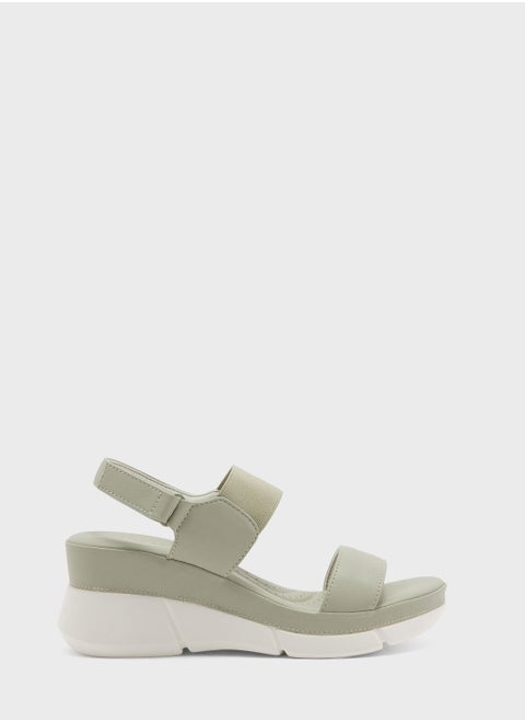 Multi Strap Mid Heel Wedge Sandals