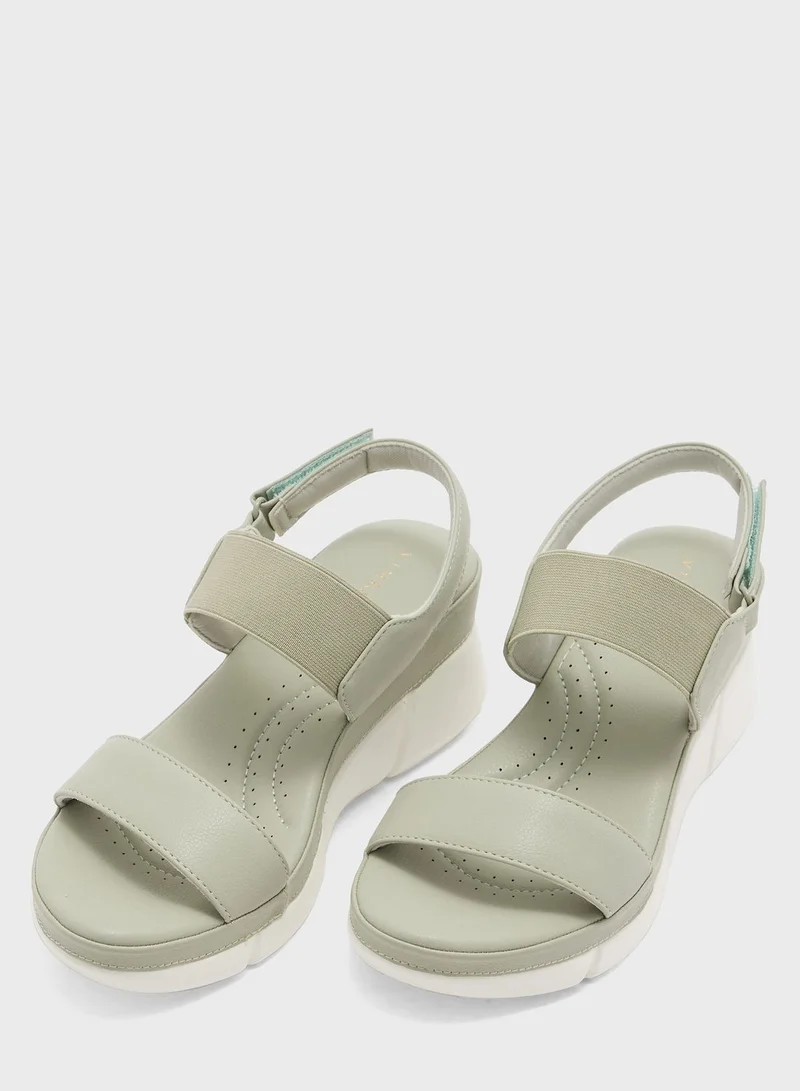 Vincci Multi Strap Mid Heel Wedge Sandals