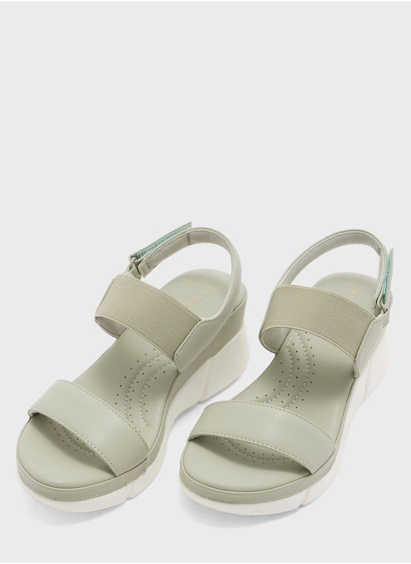 Vincci - Multi Strap Mid Heel Wedge Sandals - Image 1
