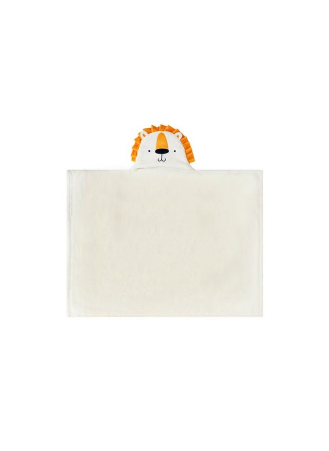 Mothers Choice - Hooded Coral Fleece Baby Blanket - Lion Design Baby Blanket  with Cute Ears - Soft & Cozy Blanket - 75x100 cm - Newborn to 4 Years – White - Image 1