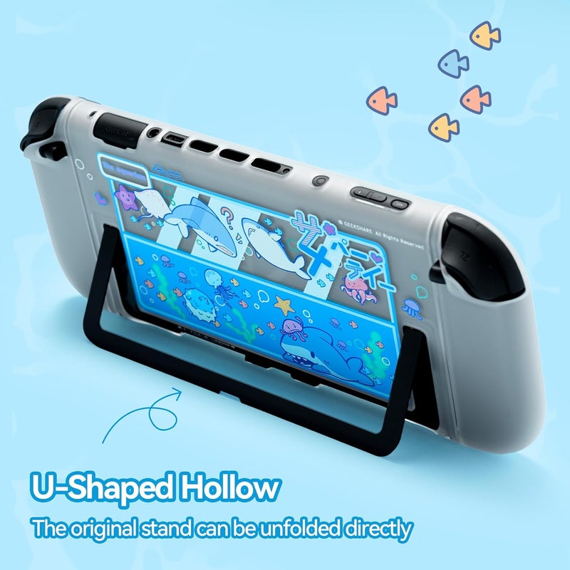 GeekShare غطاء علبة رقيق GeekShare المتوافق مع Switch 2، غلاف صلب ممتص للصدمات، غلاف جلدي من مادة الكمبيوتر المضادة للخدوش لوحدة ألعاب Switch 2 - حفلة القرش - Image 3