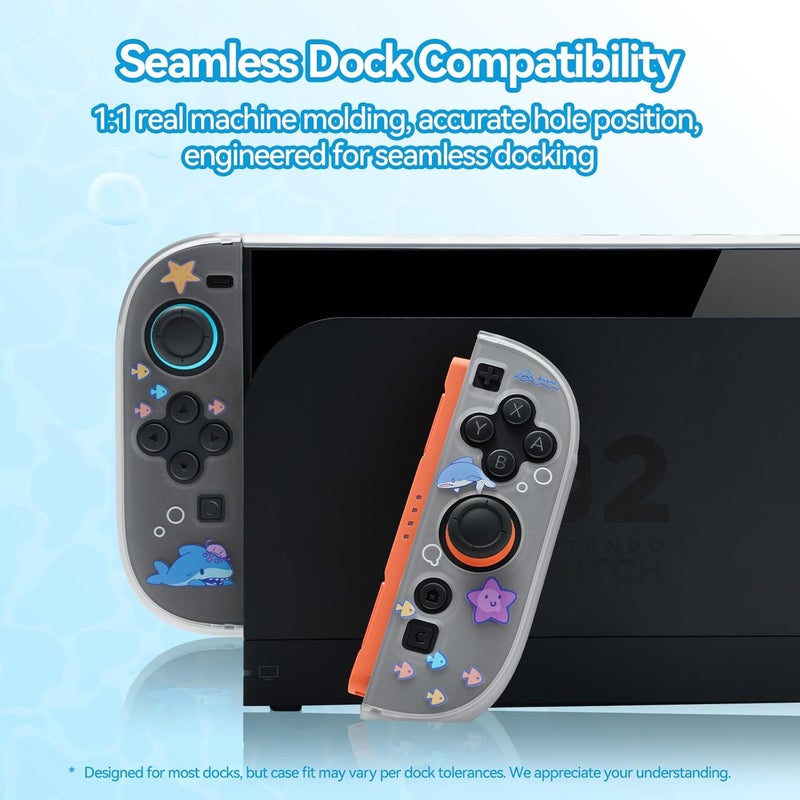 GeekShare غطاء علبة رقيق GeekShare المتوافق مع Switch 2، غلاف صلب ممتص للصدمات، غلاف جلدي من مادة الكمبيوتر المضادة للخدوش لوحدة ألعاب Switch 2 - حفلة القرش - Image 4
