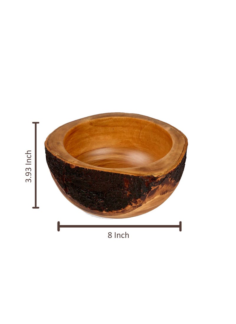 UNIMAPLE WITH U UNIMAPLE Acacia Wooden Multipurpose Serving Bowl for Breakfast Snacks Soup Serveware Fruits Bowls for Serving Home Decor Brown 8 Inch  - Image 3