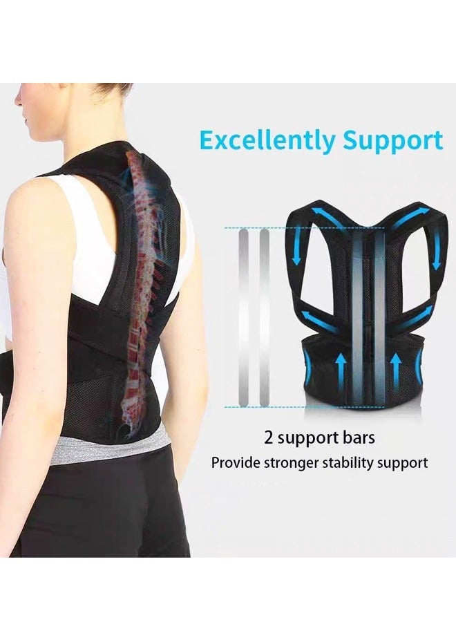 2PCS Back Brace Posture Corrector for Women Men,Adjustable Lumbar Support Belt for Pain Relief, Spine Alignment and Improved Posture,XL - Image 3