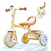 besrey Colorful Lighting Toddler Tricycle for Ages 18 Months to 5 Years Toddler Bike with Bell Kids Tricycle Gift for 25 Year Olds Toy for Boys and Girls Tricycle for Toddlers Yellow - Image 2