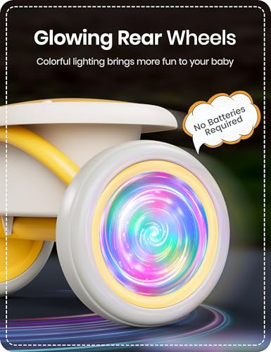 besrey Colorful Lighting Toddler Tricycle for Ages 18 Months to 5 Years Toddler Bike with Bell Kids Tricycle Gift for 25 Year Olds Toy for Boys and Girls Tricycle for Toddlers Yellow - Image 5
