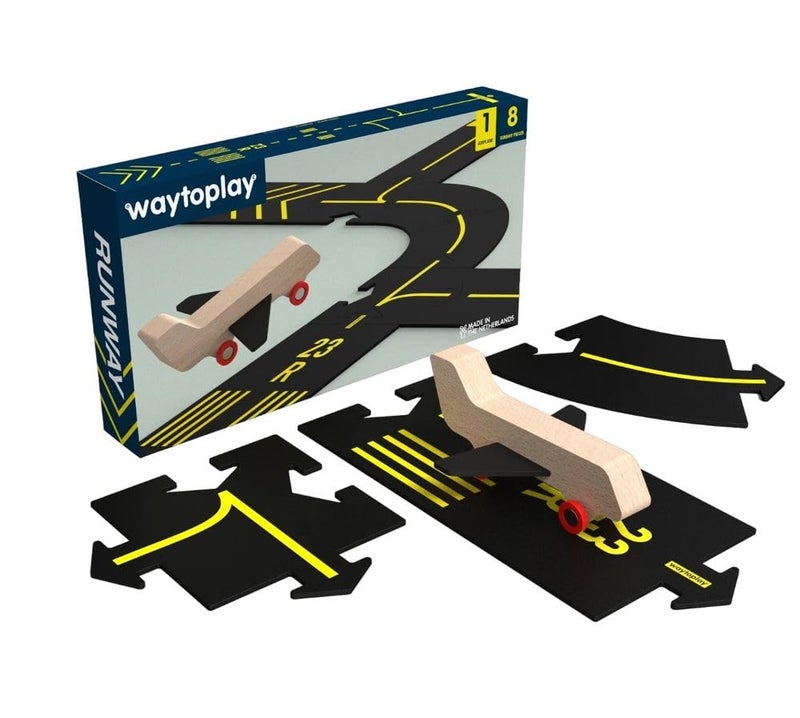 Waytoplay Runway Airport Play Set Wooden Aeroplane Included