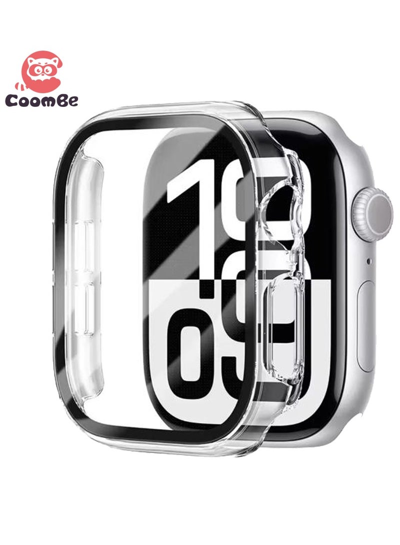 كومبي واقي شاشة Apple Watch Series 11/10 مقاس 46 مم، مصنوع من مادة البولي كربونات الصلبة + واقي شاشة من الزجاج المقوى، غطاء نحيف كامل - Image 1