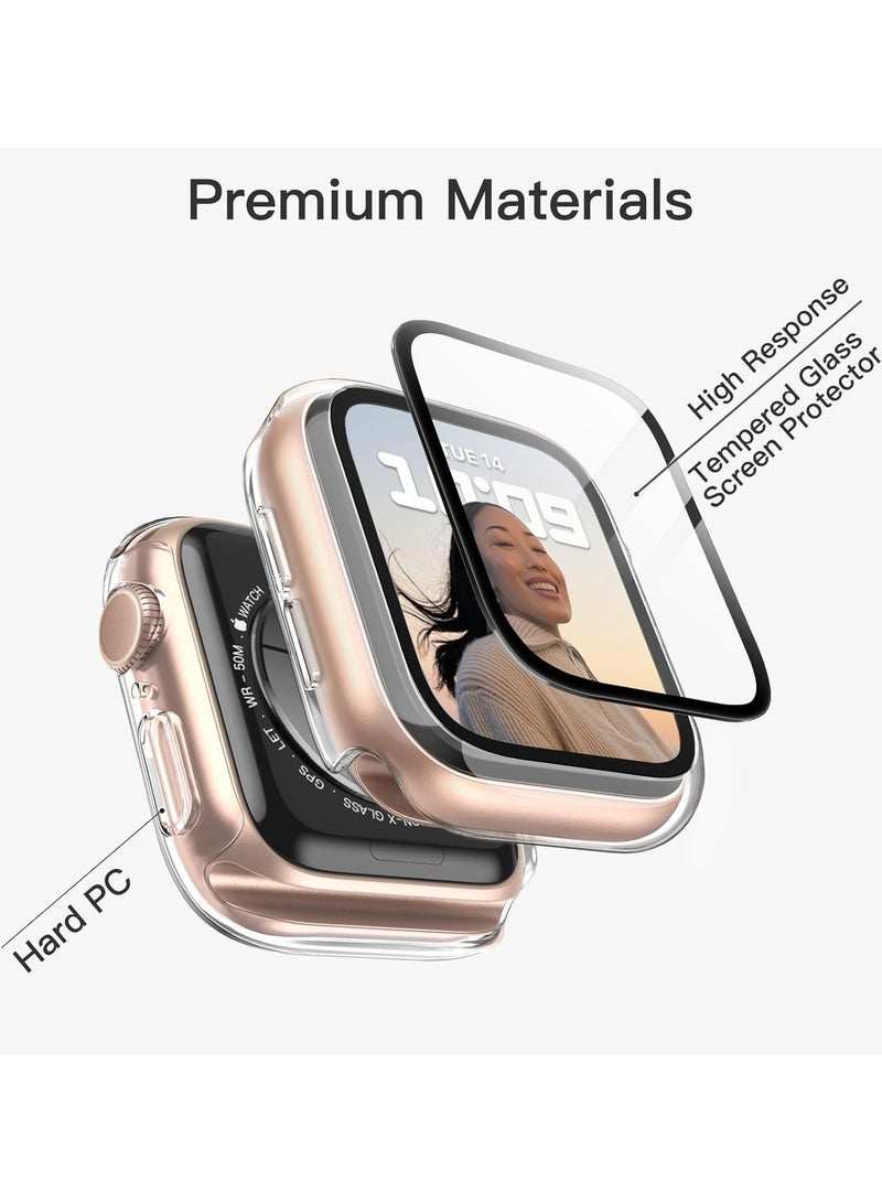 كومبي واقي شاشة Apple Watch Series 11/10 مقاس 46 مم، مصنوع من مادة البولي كربونات الصلبة + واقي شاشة من الزجاج المقوى، غطاء نحيف كامل - Image 3