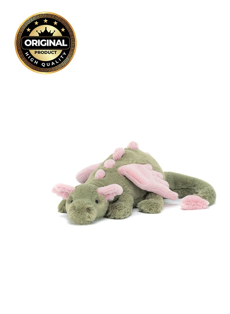 Jellycat Malachy Dragon – Soft Green Plush Dragon with Pink Wings & Spines – Large 50cm Cuddle Toy for Kids, Nurseries & Collectors - Image 1