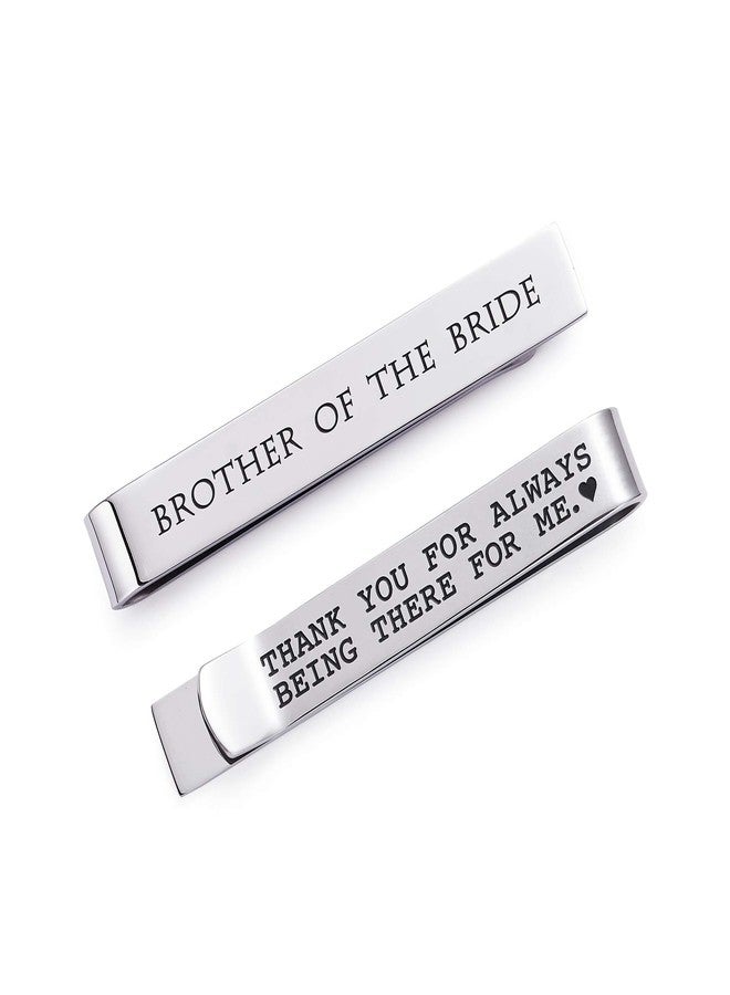 LParkin Wedding Gifts Brother Gifts Brother Of The Bride Man of Honor Groomsman Tie Clip Stainless Steel Polished Finish 2 Inches By 3/8 Inch (Brother of the Bride - Thank You) - Image 1