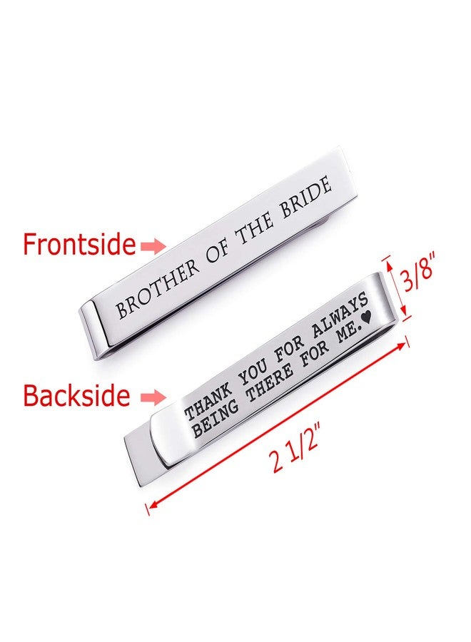 LParkin Wedding Gifts Brother Gifts Brother Of The Bride Man of Honor Groomsman Tie Clip Stainless Steel Polished Finish 2 Inches By 3/8 Inch (Brother of the Bride - Thank You) - Image 2