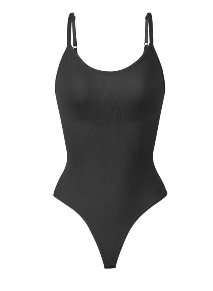 Loquat Women's Solid Color Bodysuit Shapewear Tummy Control Camisole Scoop-Neck Camisole Slimming Jumpsuit Lifting Bodysuit Black 