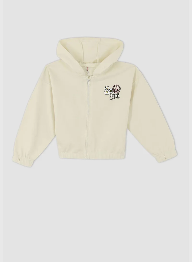 DeFacto Long Sleeve Smileyworld Printed Hooded Cardigan